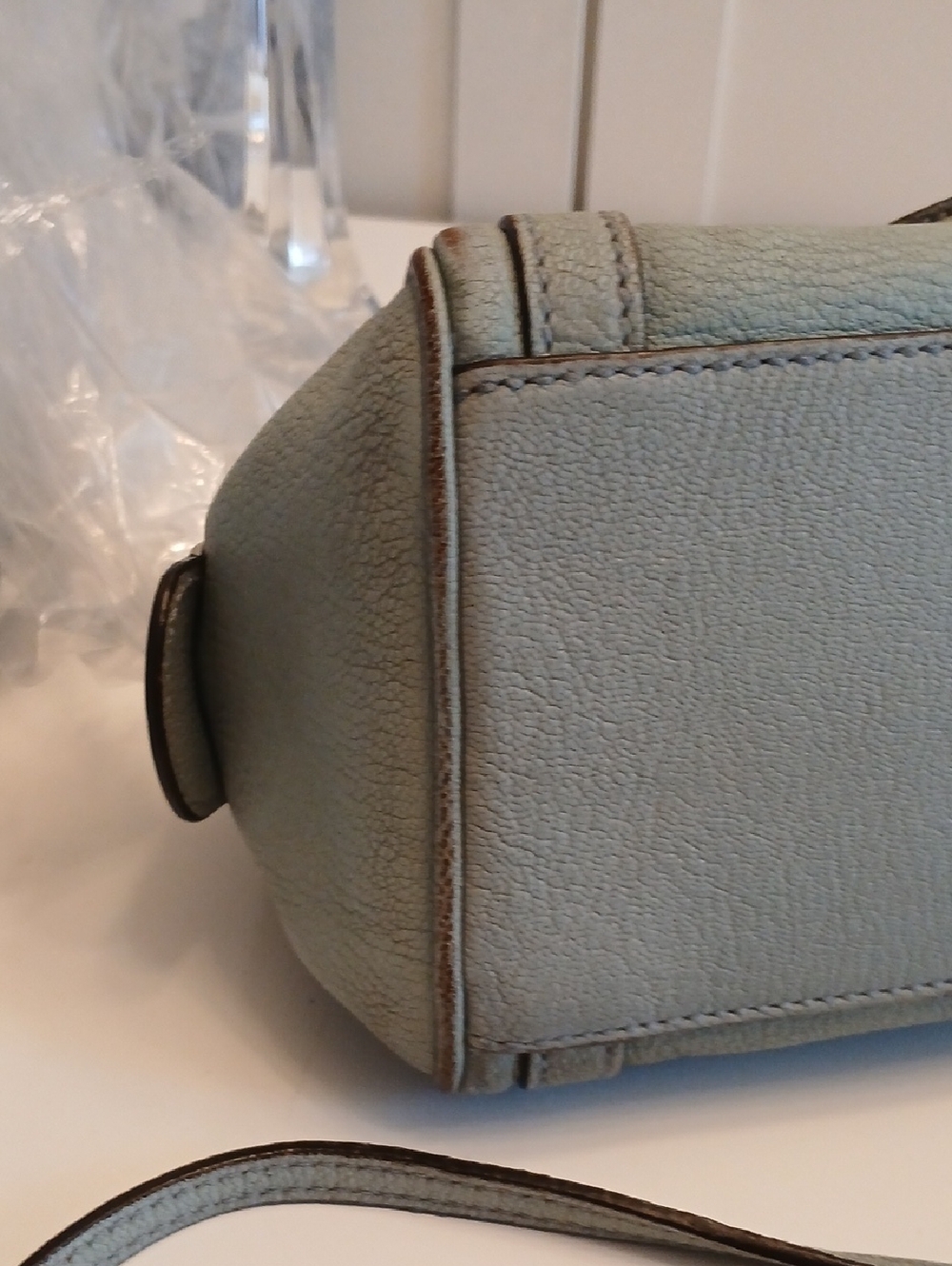 Dolce & Gabbana Light Blue Leather Mini Satchel Crossbody with Gold Hardware - Picture 8 of 16